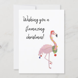 flamingo pun funny merry christmas holiday card