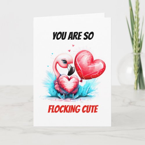 Flamingo puns  baby bird so flocking cute pun  holiday card