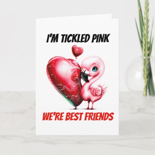 Flamingo puns  Tickled pink were best friends  Holiday Card