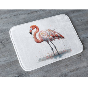 Flamingo Radiance: Watercolor Art custom Bath Mat