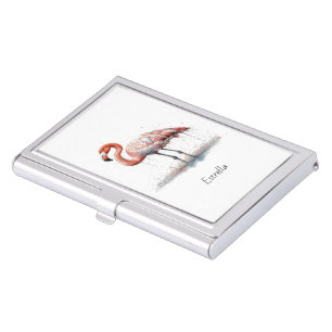 Flamingo Radiance: Watercolor Art, custom Business Card Case