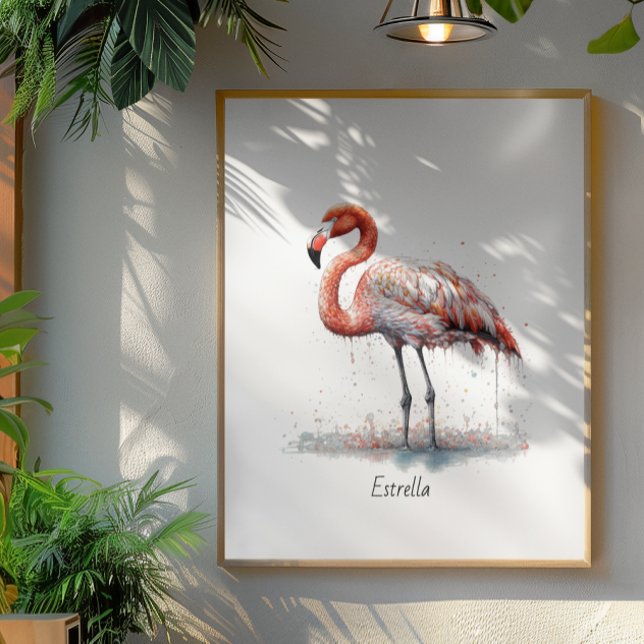 Flamingo Radiance: Watercolor Art, custom Framed Art (Creator Uploaded)