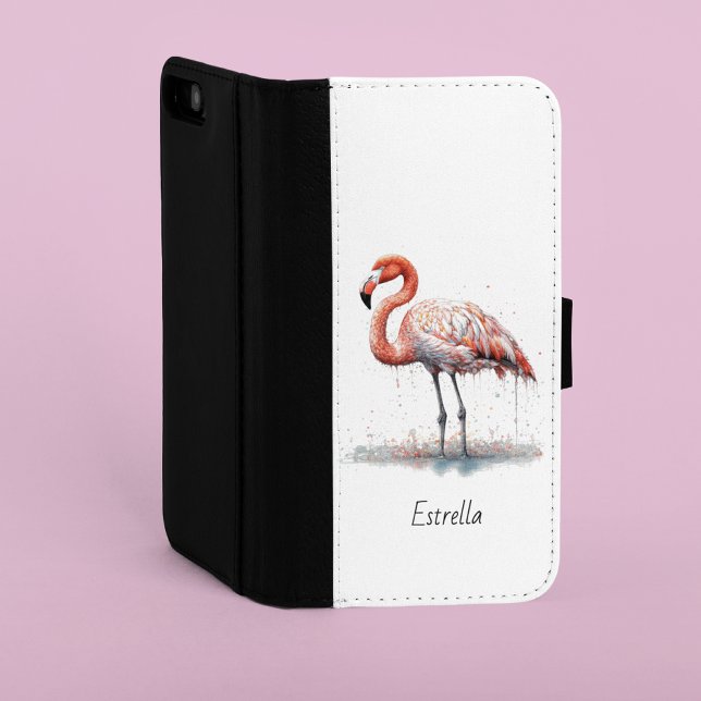Flamingo Radiance: Watercolor Art custom iPhone Wallet Case (Creator Uploaded)