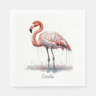 Flamingo Radiance: Watercolor Art custom Napkins