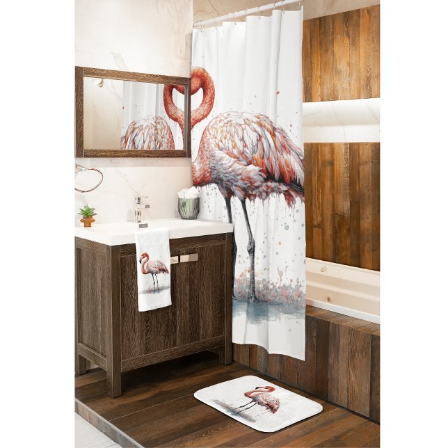 Flamingo Radiance: Watercolor Art custom Shower Curtain (Creator Uploaded)