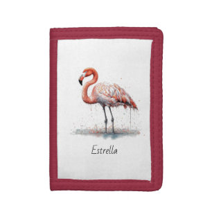 Flamingo Radiance: Watercolor Art, custom Trifold Wallet