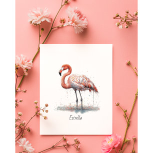 Flamingo Radiance: Watercolor Flamingo, custom Invitation