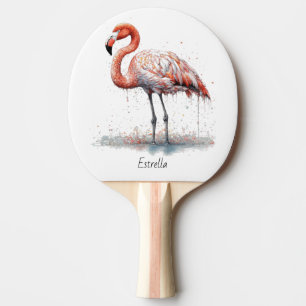 Flamingo Radiance: Watercolor Flamingo, custom Ping Pong Paddle