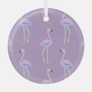 Flamingo Rainbow: Colorful Seamless Pattern. Glass Ornament