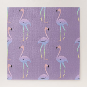 Flamingo Rainbow: Colorful Seamless Pattern. Jigsaw Puzzle