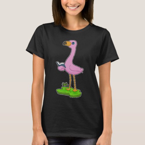 Flamingo Reading Book T_Shirt