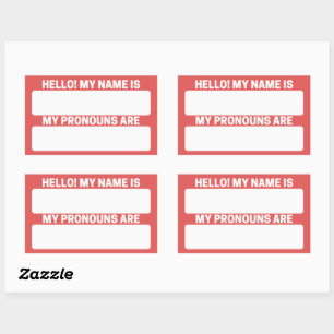Flamingo Red Name & Pronoun Labels
