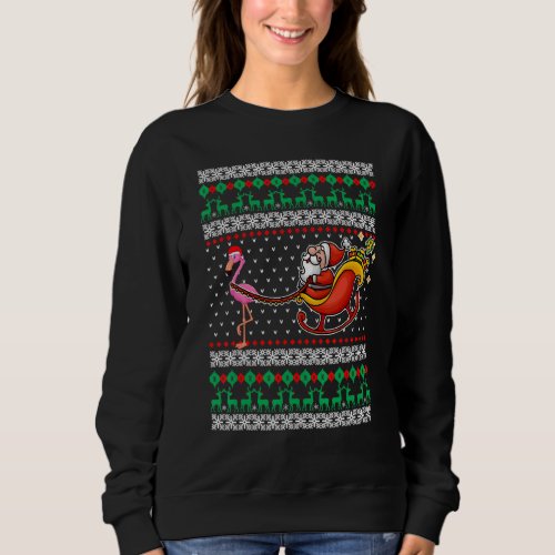 Flamingo Reindeer Santa Claus  UGLY Christmas Paja Sweatshirt