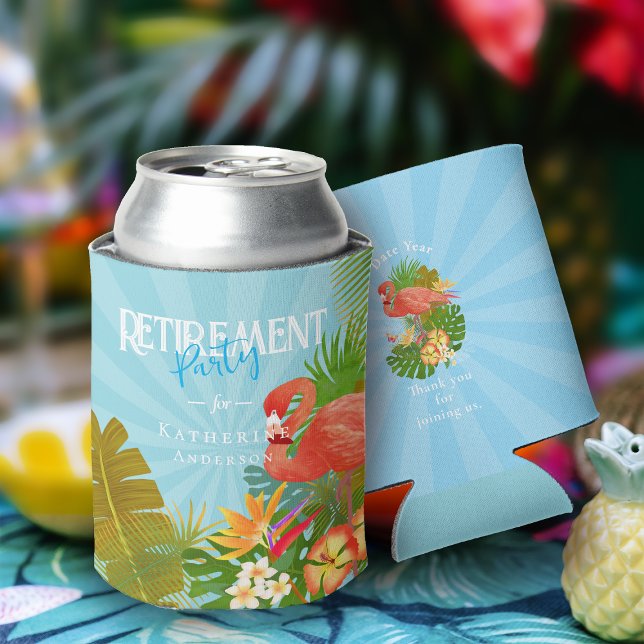 Flamingo Retirement Blue Can Cooler (Flamingo Retirement Blue Can Cooler)