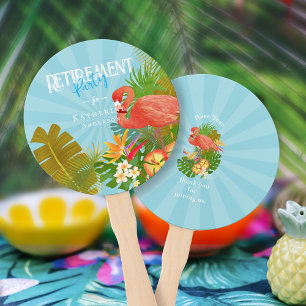 Flamingo Retirement Blue  Hand Fan