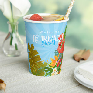 Flamingo Retirement Blue Paper Cups