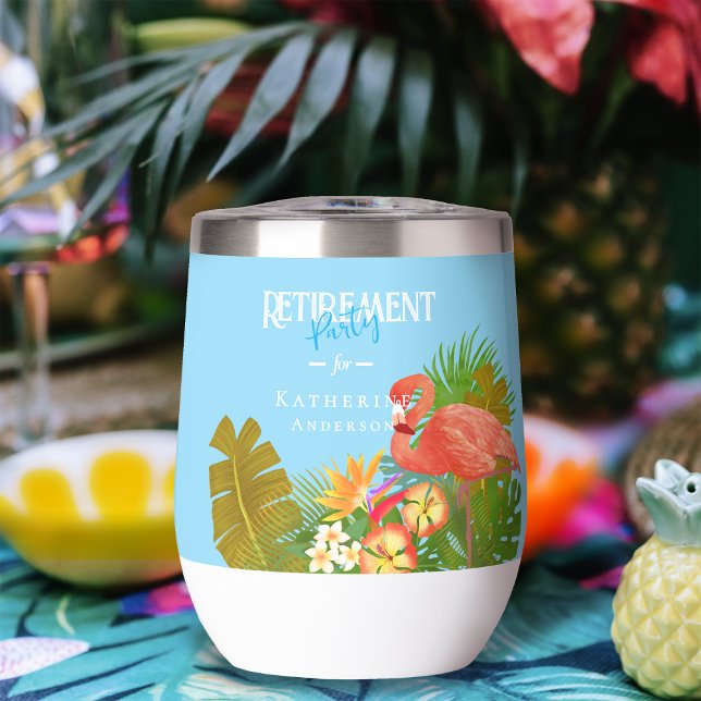 Flamingo Retirement Blue Thermal Wine Tumbler (Flamingo Retirement Blue Thermal Wine Tumble)