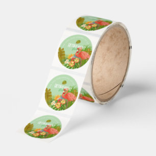 Flamingo Retirement Green Classic Round Sticker