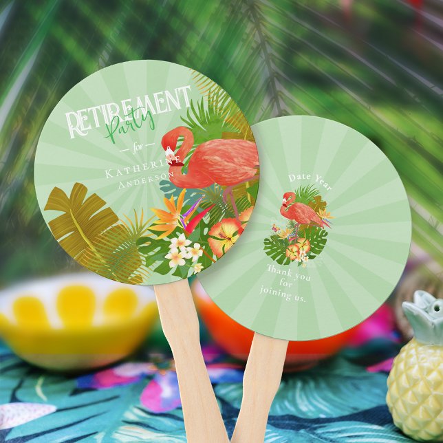 Flamingo Retirement Green  Hand Fan (Flamingo Retirement Green Hand Fan)