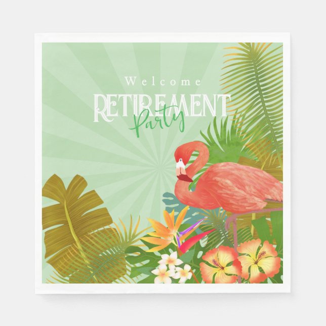 Flamingo Retirement Green Napkins (Front)