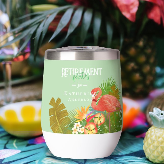 Flamingo Retirement Green Thermal Wine Tumbler (Flamingo Retirement Green Thermal Wine Tumble)