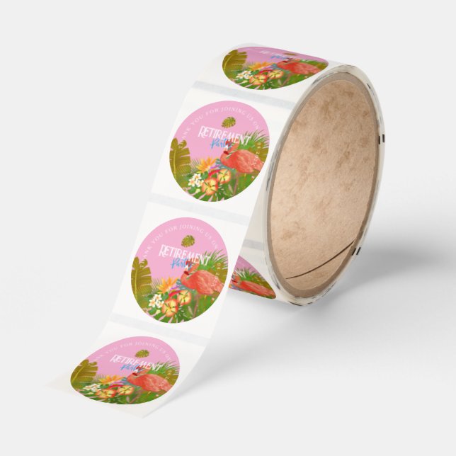 Flamingo Retirement Pink  Classic Round Sticker (Roll)