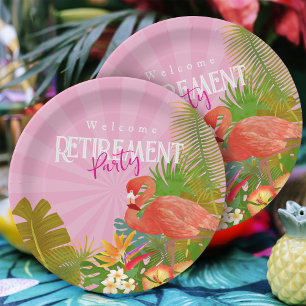 Flamingo Retirement Pink  Paper Plates