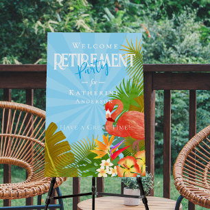 Flamingo Retirement Welcome Blue Foam Board