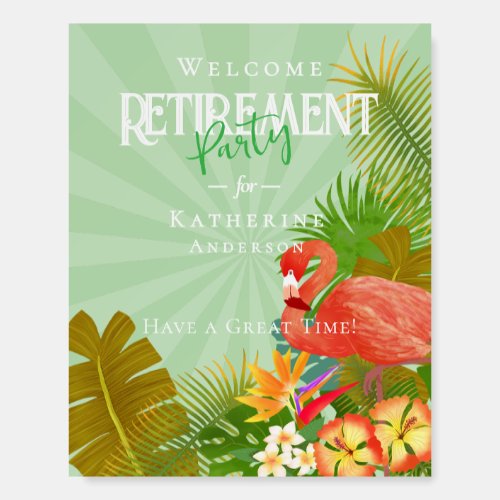 Flamingo Retirement Welcome Green Foam Board