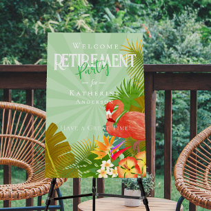 Flamingo Retirement Welcome Green Foam Board