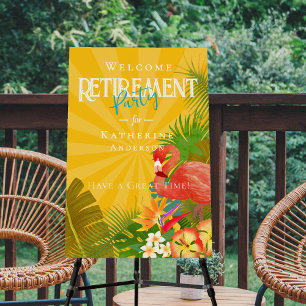 Flamingo Retirement Welcome Orange Foam Board