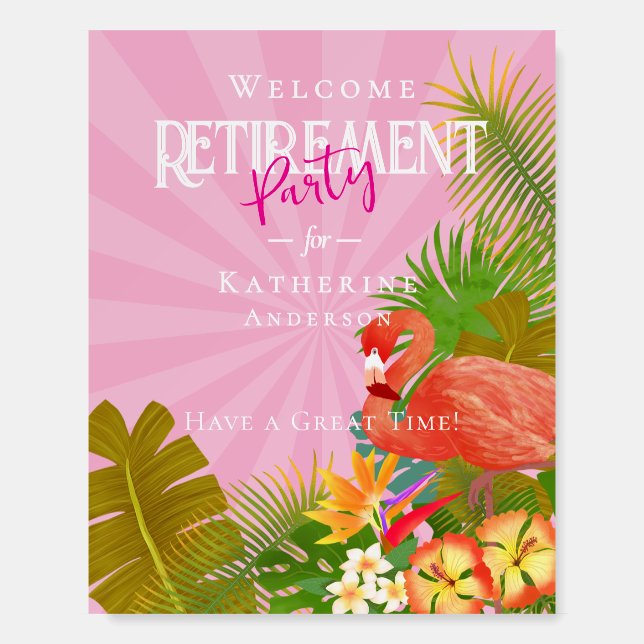 Flamingo Retirement Welcome Pink Foam Board (Front)