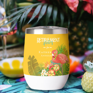 Flamingo Retirement Yellow Orange  Thermal Wine Tumbler