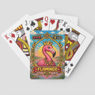 Flamingo Retro 8-Bit Pixel Art Poker Cards