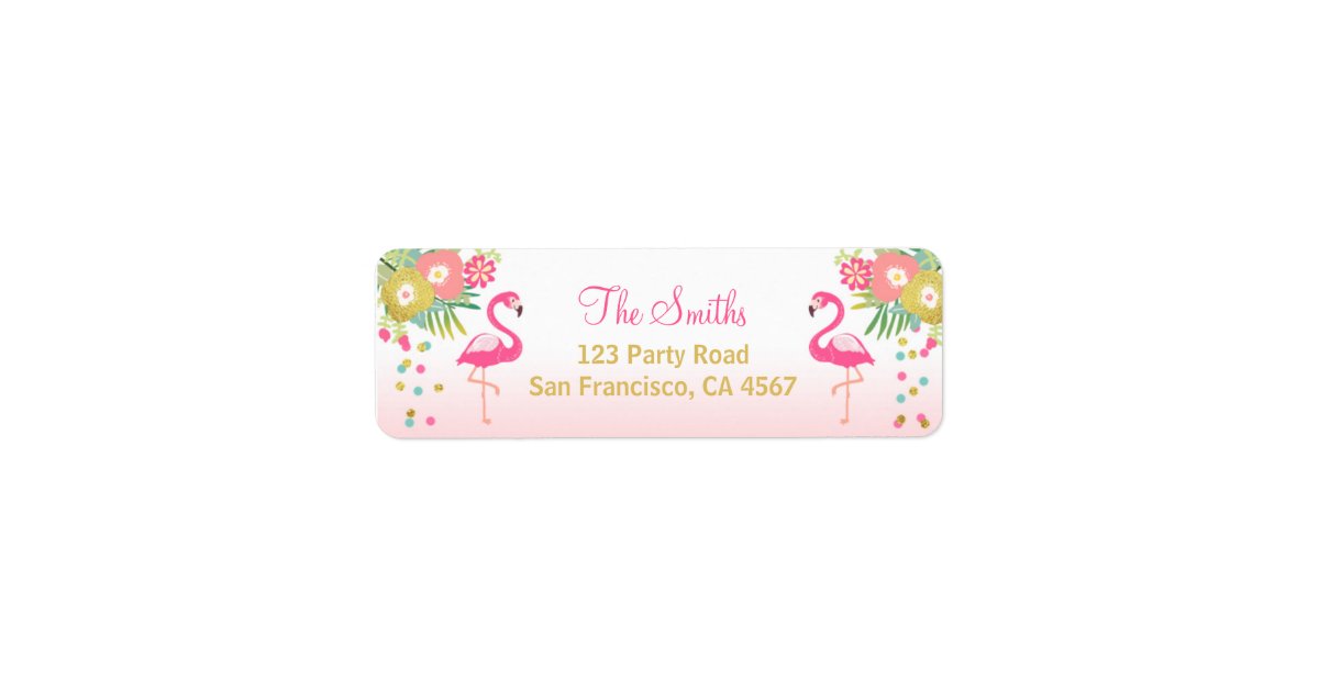 Flamingo Return Address Label Tropical Aloha Luau | Zazzle