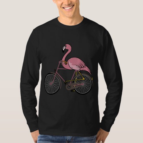 Flamingo Riding A Bicycle Cool Bikers Funny Bike B T_Shirt