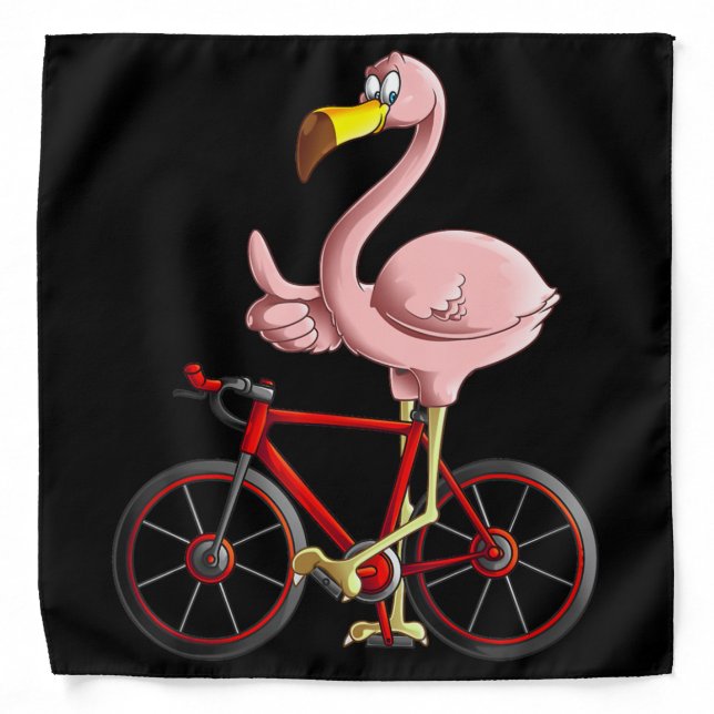 Flamingo Riding a Bicycle Cool Bikers Funny Bike Bandana (Front)