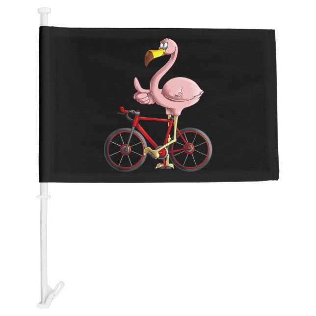 Flamingo Riding a Bicycle Cool Bikers Funny Bike Car Flag (Front)