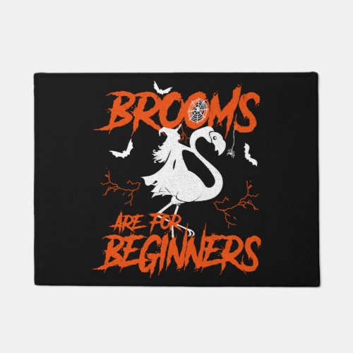 Flamingo riding and witches flying doormat