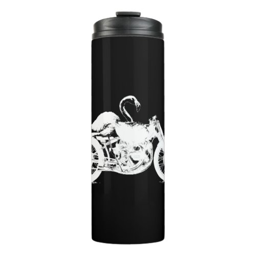 Flamingo Riding Motorcycle Cute Cartoon Graphic Thermal Tumbler