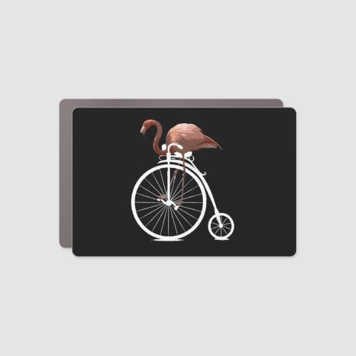 Flamingo Riding Retro Bicycle Funny Graphic Animal Car Magnet