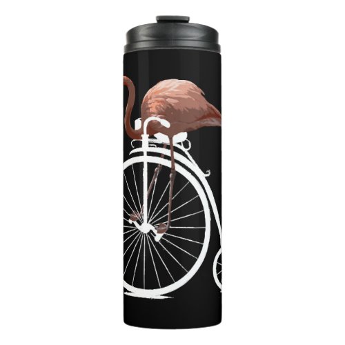 Flamingo Riding Retro Bicycle Funny Graphic Animal Thermal Tumbler