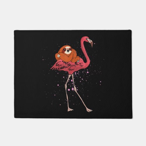 flamingo riding sloth animal lover gift flamingo doormat