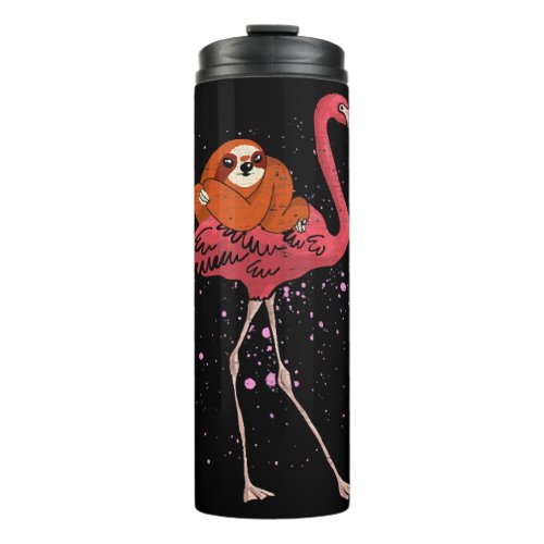 flamingo riding sloth animal lover gift flamingo thermal tumbler