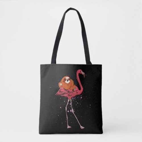 flamingo riding sloth animal lover gift flamingo tote bag