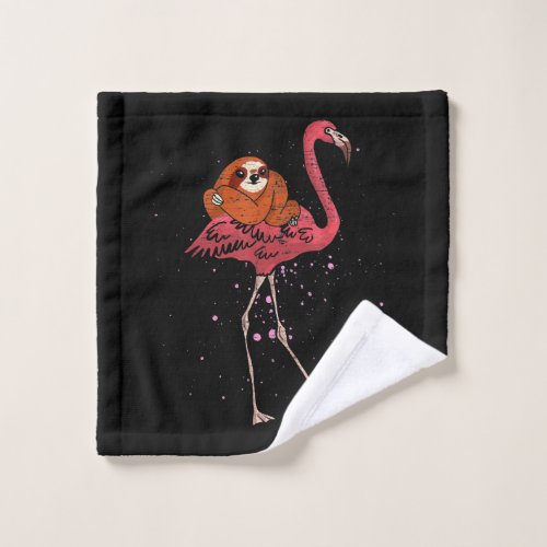 Flamingo Riding Sloth Animal Lover Gift Flamingo Wash Cloth