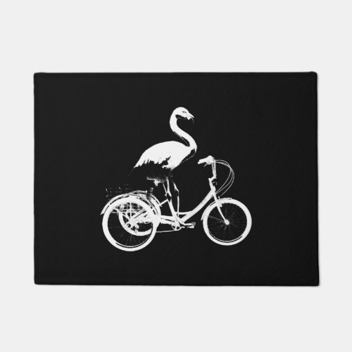 Flamingo Riding Tricycle Funny Humor Animal Doormat