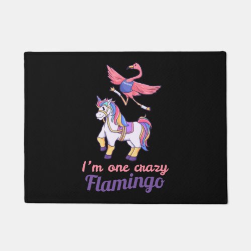 Flamingo riding unicorn girl gift doormat