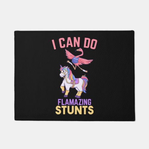 Flamingo riding unicorn girl gift  doormat