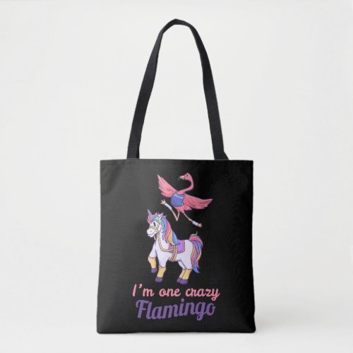 Flamingo riding unicorn girl gift tote bag